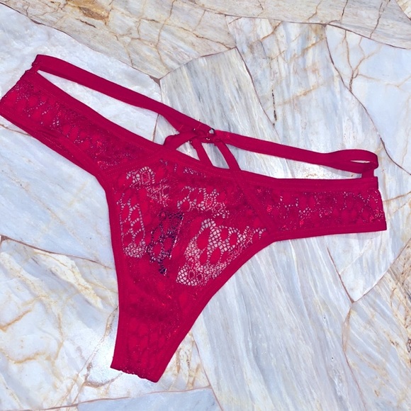 VS Sheer Mesh V-String Very Sexy Thong Panty Red Small - Picture 2 of 8